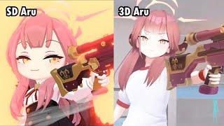 SD Aru Ex skill VS 3D Aru EX skill - Blue Archive