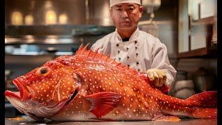 Japanese cuisine, How to process red grouper into delicious sashimi - fishermen catch fish