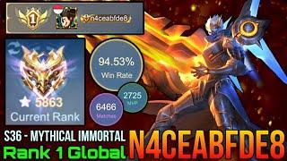 94% Win Rate! Insane Domination S36 No.1 Player - Top 1 Mythical Immortal S36 by n4ceabfde8 - MLBB