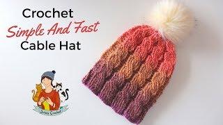 Crochet Simple And Fast Cable Hat / Beginner Friendly Tutorial