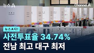 [뉴스A다!] 사전투표율 34.74% 전남 최고 대구 최저 / 채널A / 뉴스A