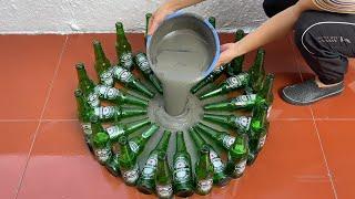 Creative Ways To Recycle Old Glass Bottle .Make Coffee Table And Flower Pots /Decorating Your Garden