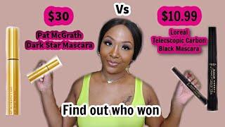 Pat McGrath Dark Star Volumizing Mascara VS Loreal Telescopic Carbon Black Mascara | Who Won this?