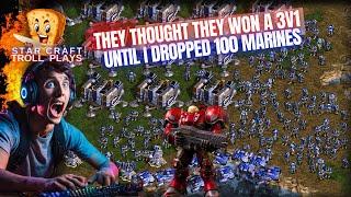 StarCraft Troll Plays  |  Using 100 Marines to Drop & Kill Players #4 |  How To Gameplay