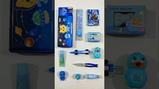 Creative Blue Stationery Items, Pencil Case, Eraser, Pen, Sharpener #stationery #backtoschool #short