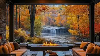 Relaxing Jazz at Autumn Café with Serene Lakeside Ambience ~ Ideal Music for study , work