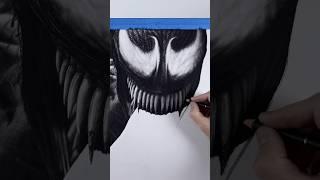 Drawing REALISTIC Venom ️ #art #wow #drawing #spiderman #venom #marvel #viral #artist #draw