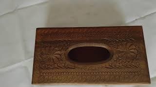 Wood Carved Tissue Box