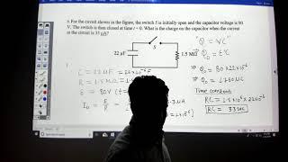 Discharging of a charged capacitor # Calculate the charge on a capacitor in a given time