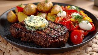 You've never had steak like this before! Served with herb butter and crispy roasted potatoes