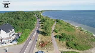 Kuznica on Hel Peninsula between Puck Bay and Baltic Sea in Poland by drone 4K