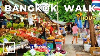 [4K] Walking around Bangkok's Local Neighborhoods and Downtown (1 Hour Walk)