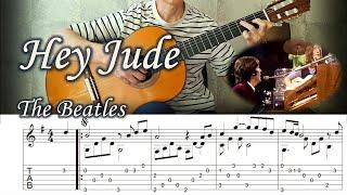 Hey Jude / The Beatles - Fingerstyle Guitar | TAB, Lyrics