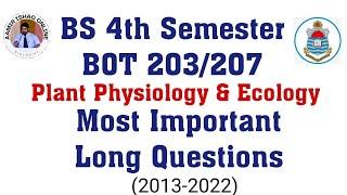 aamir ishaq online | BS 4th Semester | BOT 203/207 | Most Important Long Questions