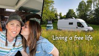 Living a life of freedom costs nothing here! (Happy van life couple)