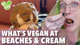 Eating the vegan options at Beaches & Cream Soda Shop