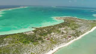 Aerial panning shot of Kanton Atoll, Phoenix Islands, Kitibati