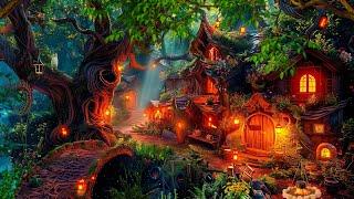 Cozy Fairy Cottage Nestled in the Middle of the Forest - Campfire, Crickets, Nature Sound