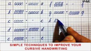 Trick to practice Small cursive handwriting letters a-z | Improve and write cursive letters easily