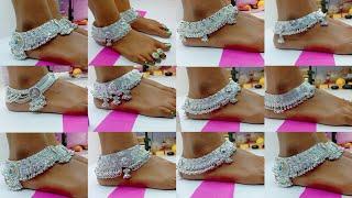 bridal Payal design in silver with price || new look Silver anklets design with price