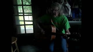 Mark Donham practicing his song, "Not My Style" at home, 7 17 22