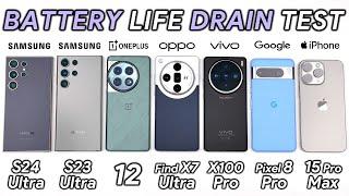 Samsung S24 Ultra vs S23 Ultra / OnePlus / OPPO / Vivo / Pixel / iPhone Battery Life DRAIN Test!