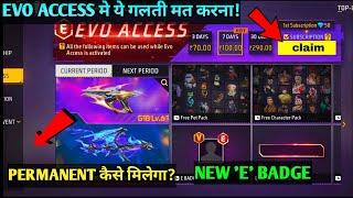 EVO ACCESS NEW EVENT FREE FIRE|| FREE FIRE NEW "E" BADGE|| FREE FREE NEW EVENT|| EVO ACCESS EVENT