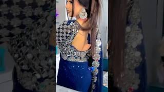 beautiful mirror work blue saree for wedding | Rohit fashion club