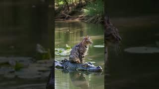 cat and croc - shorts #wildlife #animalkingdom #amazinganimals