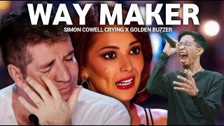 Golden Buzzer: Simon Cowell Crying To Hear The Song Way Maker Homeless On The Big World Stage