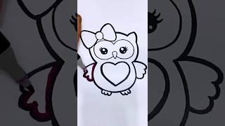 Cute Little Owl Coloring #shorts #art #shortsfeed