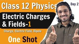 Electric Charges and Fields Class 12 | Part-1 : Charge, Electric Field & Dipole | One Shot