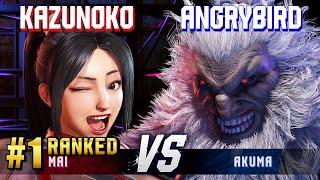 SF6 ▰ KAZUNOKO (#1 Ranked Mai) vs ANGRYBIRD (Akuma) ▰ High Level Gameplay