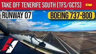 Tenerife South Airport (TFS/GCTS) Take Off Runway 07 Boeing 737-800 Cockpit View [4K]