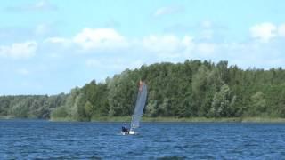 Viola 14 sailing canoe - large sail trial - video 1