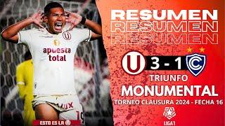 UNIVERSITARIO 3 - 1 CIENCIANO l RESUMEN COMPLETO, GOLES Y JUGADAS l GOLEADA CREMA EN EL MONUMENTAL