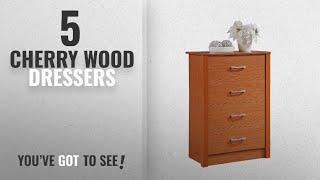 Top 10 Cherry Wood Dressers [2018]: Hodedah 4 Drawer Chest, with Metal Gliding Rails, Cherry