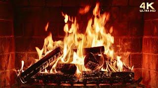  Crackling Fireplace Burning ~ Cozy 4K Christmas Fireplace Ambience