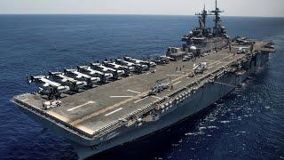 The Amphibious Assault Ship USS Wasp (LHD 1) Conduct Flight Deck Operations