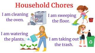 Household Chores with Sentences  | English Action Verbs For Beginner Daily Use | English Sentences