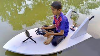 How to Make a High Speed ​​Brushless Motor Boat for Kids || DIY single seat boat