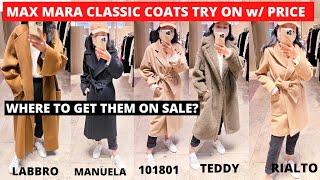 MAX MARA SHOPPING VLOG | Max mara 101801, labbro, ludmilla, teddy, manuela and rialto coat try on