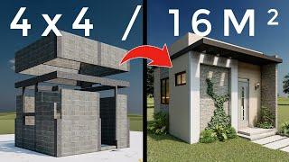  House Plan 4x4 / 16 sqm Affordable House / small and beautiful house design .