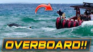 MAN OVERBOARD ON MILLION DOLLAR BOAT AT BOCA INLET !! | HAULOVER BOATS | WAVY BOATS