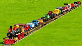 TRANSPORTING  ALL VEHICLES CARS, TRUCKS, TRACTORS, FIRE ENGINE WITH TRAIN! Farming Simulator 22