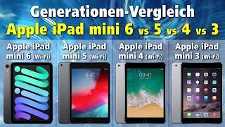 Generationenvergleich Apple iPad mini 6 vs 5 vs 4 vs 3