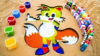 How to make Tails (Sonic the Hedgehog 3) with Orbeez, Coca Cola vs Mentos & Fanta, Pepsi, Mirinda