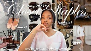 My *2025* CLOSET STAPLES  || tops, jackets, shoes