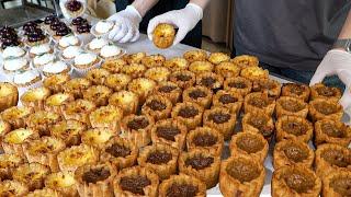 Over 400 Egg Tarts Sold Out Every Day!! Yummy 5 Flavors Egg Tarts Making - Korean Street Food