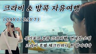 크라비 & 방콕 자유여행 (DAY 1/ 7)_싱가포르 경유, 면세점 구경, 밤에 호텔 체크인, 비용 등